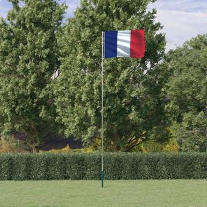 VidaXL Flaga Francji z masztem, 5,55 m, aluminium - 2877430229