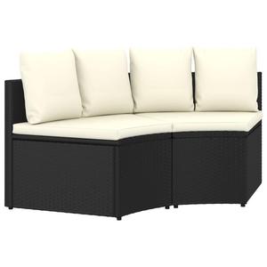 VidaXL 2-czciowa sofa ogrodowa, z poduszkami, polirattan, czarna - 2877101335