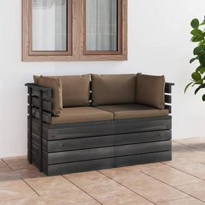 VidaXL Ogrodowa sofa 2-osobowa z palet, z poduszkami, drewno sosnowe - 2877102008