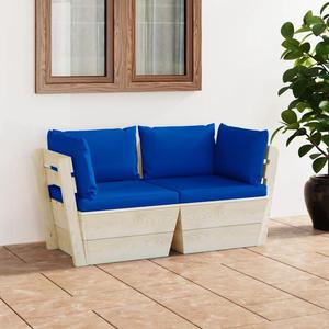 VidaXL Ogrodowa sofa 2-osobowa z palet, z poduszkami, drewno wierkowe - 2877102151