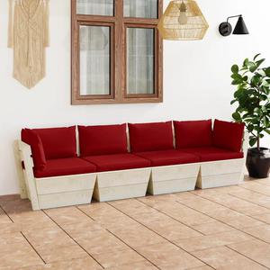 VidaXL Ogrodowa sofa 4-osobowa z palet, z poduszkami, drewno wierkowe - 2877102161