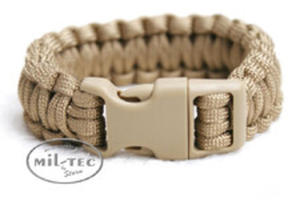 Bransoletka PARACORD SURVIVAL 20 cm (M) coyote - 2847519348