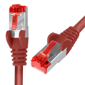 Kabel RJ45 CAT 6 S/FTP AWG27 LSZH czerwony 1m - 2878762190