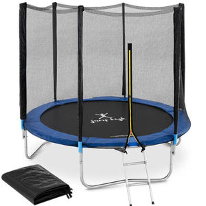 Trampolina ogrodowa z siatk i oson na spryny r. 244 cm do 80 kg czarno-niebieska - 2869098099