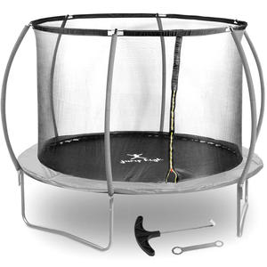 Trampolina ogrodowa z siatk i oson na spryny r. 305 cm do 100 kg czarno-szara - 2869098100