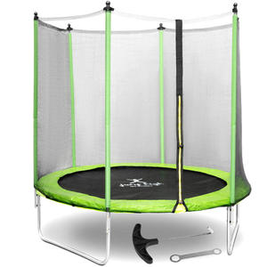 Trampolina ogrodowa z siatk i oson na spryny r. 244 cm do 80 kg czarno-zielona - 2869098101