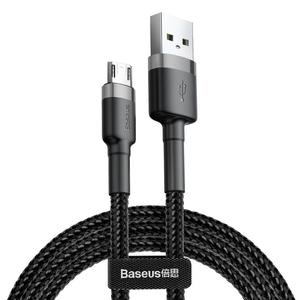 Wytrzymay elastyczny kabel przewd USB microUSB QC3.0 2.4A 1M czarno-szary - 2874985835