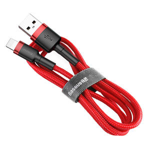 Wytrzymay elastyczny kabel przewd USB Iphone Iphone Lightning QC3.0 2.4A 0.5M czerwony - 2874985847