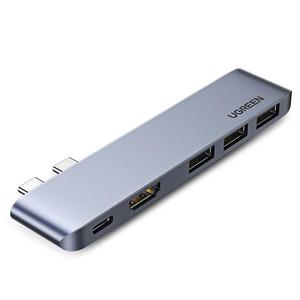 Wielofunkcyjny HUB port do MacBook Pro / Air 2x USB-C na USB-C HDMI 3x USB 3.0 - szary - 2875722965