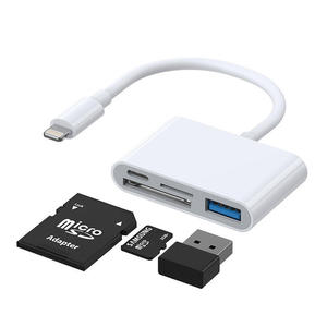 HUB czytnik kart adapter do iPhone OTG Lightning - USB czytnik kart SD TF biay - 2876357145