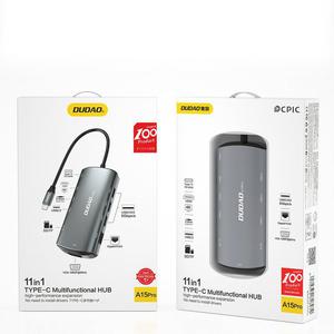 11w1 Adapter HUB USB-C HDMI 3,5 mm mini jack USB czytnik kart SD micro SD VGA RJ45 szary - 2876357453