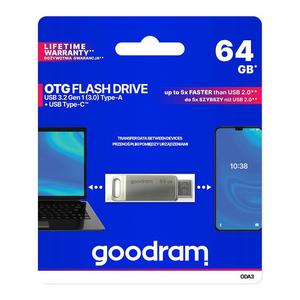 Pendrive 64GB dwa zcza USB 3.2 + USB-C OTG ODA3 srebrny - 2876357618