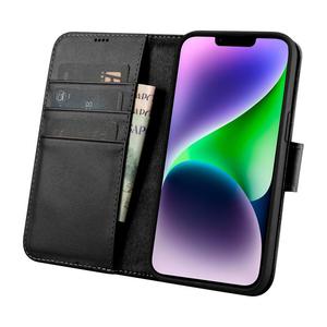 2w1 etui skrzany pokrowiec z klapk iPhone 14 Anti-RFID Wallet Case czarny - 2876950387