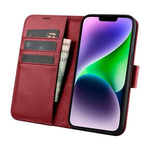 2w1 etui skrzany pokrowiec z klapk iPhone 14 Anti-RFID Wallet Case czerwony - 2876950389