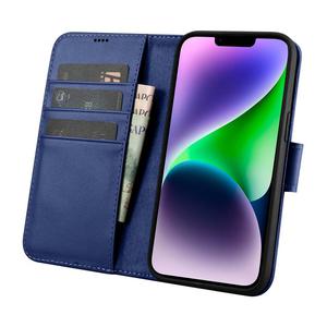 2w1 etui skrzany pokrowiec z klapk iPhone 14 Anti-RFID Wallet Case niebieski - 2876950392