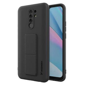 Silikonowe etui z podstawk etui Xiaomi Redmi 9 Kickstand Case czarne - 2877851062