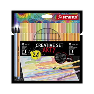 Zestaw Cienkopis STABILO point 88/Flamaster Pen 68 etui 24 szt. ARTY Creative Set 8868/24-1-20-6 - 2869943585