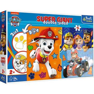 Puzzle dwustronne 15el SUPER GIANT 3w1 Poznaj Psi Patrol 42001 Trefl - 2872995799