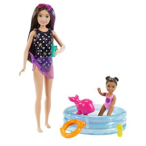 Barbie Skipper Opiekunka basen zestaw + lalki GRP39 MATTEL - 2873299749