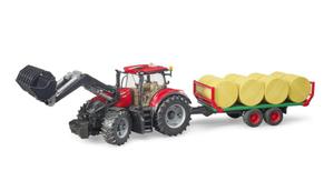 Traktor Case IH Optum 300CVX z adowark czoow i przyczep z belami siana BRUDER - 2873704261