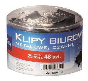 Klipy biurowe czarne 25mm op48 tuba TETIS - 2875000236