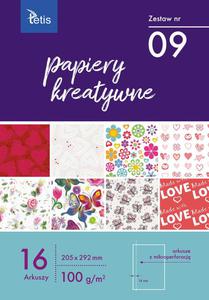 Papiery kreatywne A4 205x292mm 16 arkuszy zestaw nr 09 KB030-09 - 2878354995