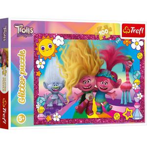 Puzzle 100el Glitter brokatowe Byszczce Trolle Trolls 3 14829 Trefl - 2878663500