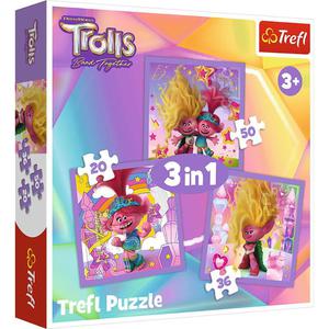 Puzzle 3w1 Poznaj wesoe Trolle Trolls 3 34870 Trefl - 2878467198