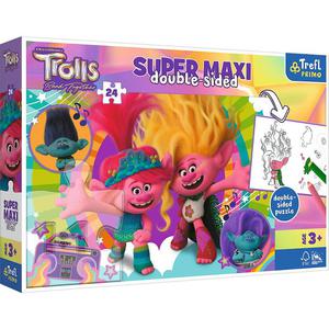 Puzzle dwustronne 24el SUPER MAXI 3w1 Wesoy dzie Trolli Trolls 3 41017 Trefl - 2875970005