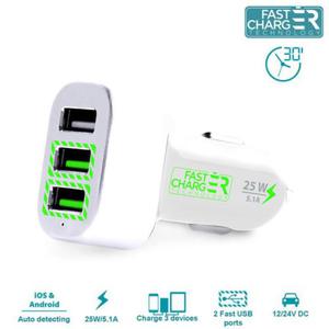 PURO Mini Car Fast Charger [White], Szybka i mocna adowarka samochodowa 3xUSB 5.1A - 2853114803