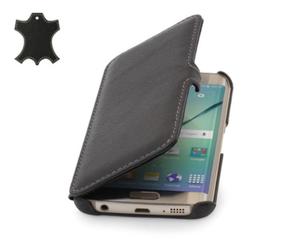 STILGUT Ultra SlimBook [Black Nappa], Etui Skrzane dla Galaxy S6 Edge - 2825286726