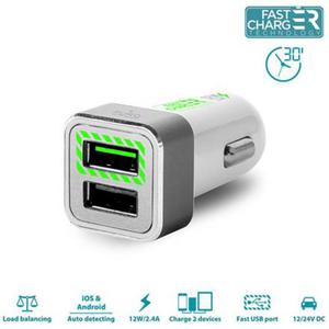 PURO Mini Car Fast Charger [White], Szybka i mocna adowarka samochodowa 2xUSB 2.4A - 2825287117