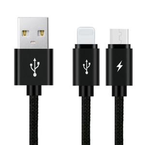 Benks 2 in 1 Nylon USB [Black], Przewd ze zczem Lightning i micro USB - 2849807494