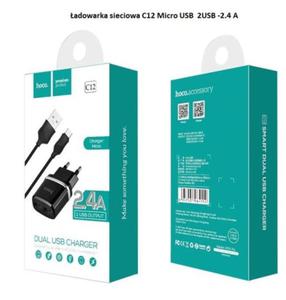 HOCO adowarka sieciowa+kabel 2USB 2.4A C12 Micro USB Czarny/Black - 2860780092