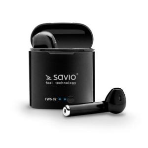 Suchawki bezprzewodowe SAVIO TWS-02 (douszne; bezprzewodowe, Bluetooth; z wbudowanym mikrofonem; kolor czarny - 2875399046