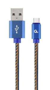 KABEL USB TYPE-C (METALOWE WTYKI, OPLOT NYLONOWY W KOLORZE DENIM - JEANS) 2M - 2876660322