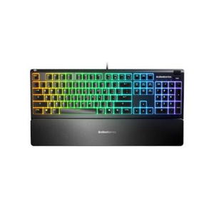 SteelSeries Apex 3 Gaming Keyboard, US Layout, Wired, Black SteelSeries Apex 3 Gaming keyboard IP32 water resistant for protection against spills, Customizable 10-zone RGB illumination reacts to games and Discord, Whisper quiet gaming switches last - 2878091297