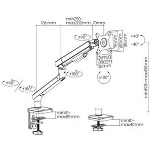 UCHWYT BIURKOWY DO MONITORA LCD ER-751 17-32" 9KG, SPRʯYNA GAZOWA - 2878198631