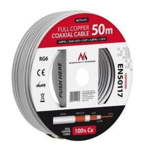 Kabel koncentryczny Maclean, Przewd antenowy satelitarny, RG6 1.02CU+4.8FPE+CU/P+32*0.12CU+6.8PVC, 50M, MCTV-471 - 2878767888