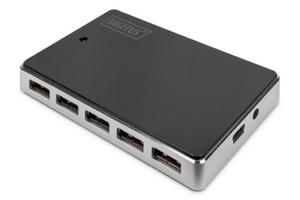 HUB 10-portowy USB 2.0 HighSpeedaktywny, czarno-srebrny - 2878769906
