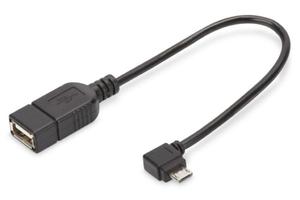 Kabel microUSB B ktowy/USB A M/ OTG czarny 0,15m USB 2.0 HighSpeed - 2878770619