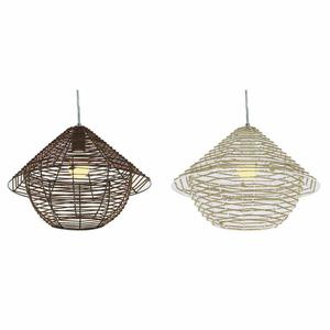 Emaga Lampa Sufitowa DKD Home Decor Biay Brzowy Czarny Naturalny Metal Sznurek Plastikowy 50 W 220 V Miejska 38 x 38 x 27 cm (2 Sztu - 2876369727