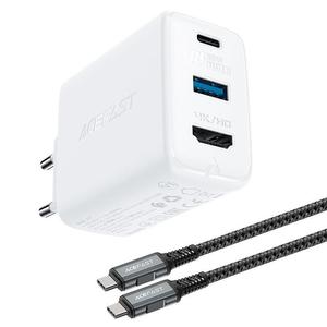 Emaga 2w1 adowarka sieciowa z kablem USB-C + przejciwka adapter USB-C - HDMI 4K biay - 2876374641