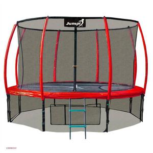 Emaga Trampolina Ogrodowa Jumpi 252cm/8FT Maxy Comfort Plus Czerwona Z Wewntrzn Siatk