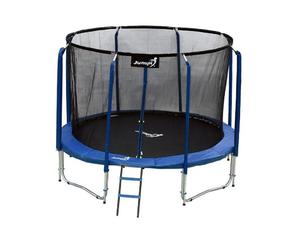 Emaga Trampolina Ogrodowa Jumpi 374cm/12FT Maxy Comfort Niebieska Z Wewntrzn Siatk - 2868768123