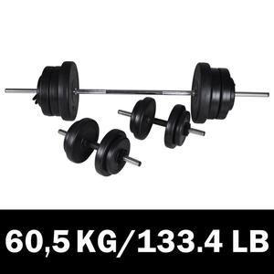 Emaga Zestaw sztangi i 2 hantli, 60,5 kg - 2877534691