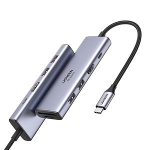 Emaga 6w1 wielofunkcyjny HUB USB-C - 2x USB HDMI 4K czytnik kart SD i TF USB-C PD 100W szary - 2877657107