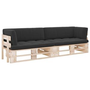 Emaga Sofa 2-os. z palet, z poduszkami, impregnowane drewno sosnowe - 2877992612