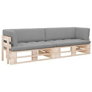 Emaga Sofa 2-os. z palet, z poduszkami, impregnowane drewno sosnowe - 2877992613