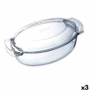 Emaga Naczynie do Piekarnika Pyrex Classic Z pokrywk Owalna 39 x 23 x 15 cm Przezroczysty Szko (3 Sztuk) - 2878336742